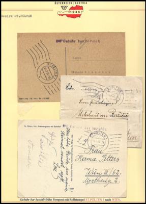 Poststück - Bezirk St. Pölten 1945 - über 30 Belege meist gute Durchschnittserh., - Francobolli