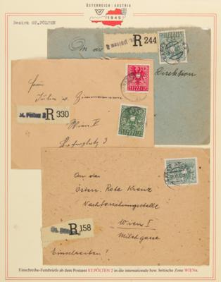 Poststück - Bezirk St. Pölten 1945 - über 35 Belege meist gute Durchschnittserh., - Stamps