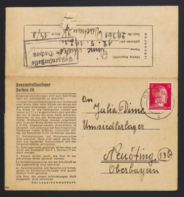 Poststück - D.Reich KZ DACHAU 3 Vordruckbriefe über die Lagerzensur an die Eltern vorerst in ASSLING Privatadresse, - Francobolli