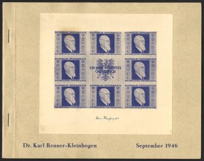 Poststück - Österr. 1946 - Händlermappe für den Rennerblock, - Francobolli