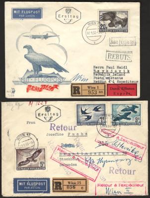 Poststück - Österr. - Flug 1950/53 auf 4 gelaufenen Auslands - FDCs, - Francobolli