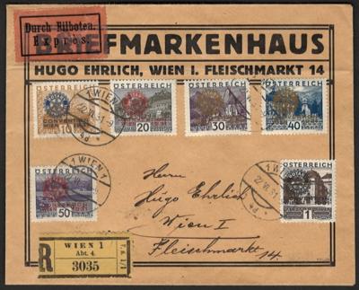 Poststück - Österr. - Rotarier mit TAGESSTEMPEL von Wien 1 auf Reko - Express - Satzbrief innerhalb Wien, - Stamps