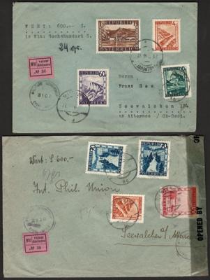 Poststück - Reichh. Partie Poststücke Bunte Landschaft u.a. mit Wertbrief aus Klagenfurt Nach seewalchen aus 1946, - Briefmarken