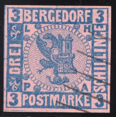 .gestempelt - Bergedorf Nr.4 allseits vollrandiges Prachtstück, - Stamps