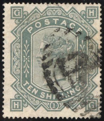 .gestempelt - Großbrit. Nr. 49 (10 Sh. schiefgrau), - Briefmarken