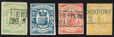 .gestempelt - Oldenburg Nr. 10 a (hellblaugrün) gepr. W. Engel BPP u. verschwommenes Signum, - Briefmarken