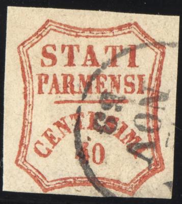.gestempelt - Parma Nr. 15a (40 Cent. ziegelrot) unten eng- sonst breitrandiges Prachtstück, - Stamps