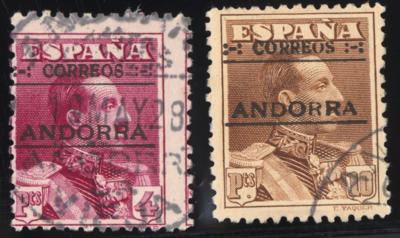 .gestempelt - Sammlung ANDORRA (span.) Ausg. 1928/66 - u.a. Nr. 37 A mit Attest, - Stamps