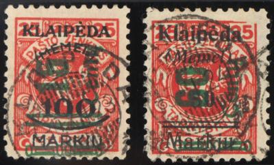 .gestempelt - Sammlung MEMELGEBIET Ausg. 1920/23 u.a. Nr. 231 I u. 233 I gepr. Klein BPP, - Briefmarken