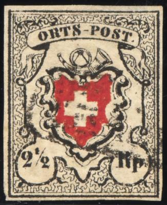 .gestempelt - Schweiz Nr. 5 IIa (ohne Kreuzeinfassung) "ORTS-POST" allseits vollrandiges Prachtstück (Type 5), - Stamps