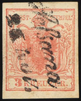.gestempelt - Österr. Ausg. 1850 - Nr. 3M Type Ib tomatenrot, - Briefmarken