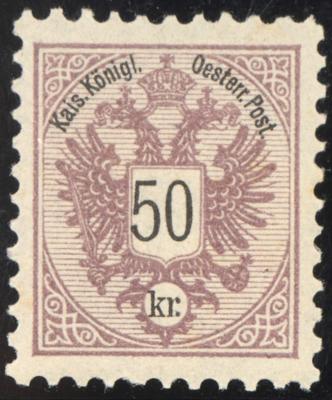 ** - Österr. Nr. 49b (braunlila), - Briefmarken