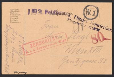Poststück - Militärische Flugpost für Kiew - Wien, - Známky