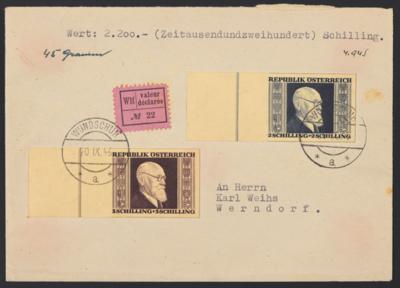 Poststück - Österr. 1946 - Renner geschnitten auf 2 gesiegelten, - Stamps