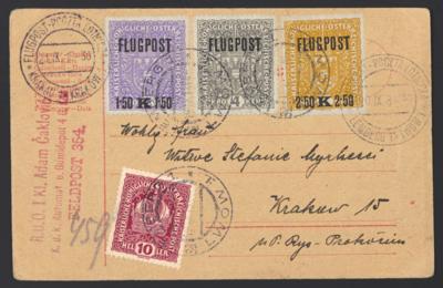 Poststück - Österr. Nr. 226xB (2,50 K auf 3 K olivgelbe Flugpostmarke auf hellgrauem Papier in Linienzähnung 11 1/2) - Stamps