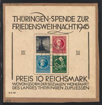 Briefstück - Thüringen Block Nr. 2x(IV)(sogen. Weihnachtsblock 1945), - Francobolli e cartoline