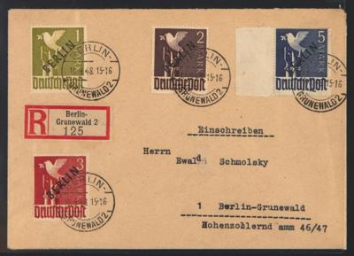 Poststück - Berlin Nr. 17/20 auf Rekobrief innerhalb Berlin - Grunewalds vom 10.9. 1948, - Francobolli e cartoline