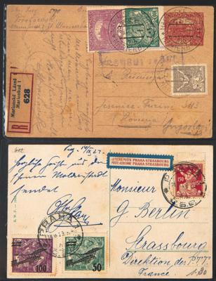 Poststück/Briefstück - Partie Poststücke meist frühe Tschechosl. mit Reko- und Auslandspost, - Francobolli e cartoline