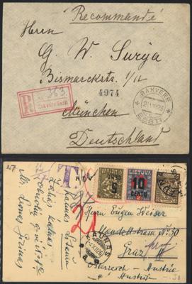 Poststück - Kl. Partie Poststcke Baltikum u.a. mit Massenfrankatur ab Rakvere nach München aus 1923, - Francobolli e cartoline