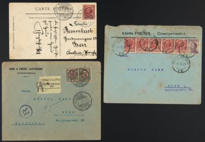 Poststück - Partie italienische Post aus Constantinopel u. Smyrne nach Österreich, - Stamps and postcards