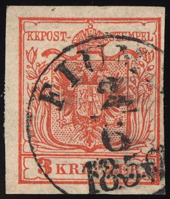.gestempelt - Österr. Ausg. 1850 - FRÜHVERWENDUNG - Nr. 3HIa mit Entwertung "FIUME 2/6 1850", - Briefmarken
