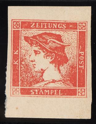 ** - Österr. - Neudruck 1866 der Zinnober Merkur 1851/56 (Nr. 9 ND), - Francobolli e cartoline
