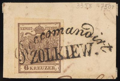 Briefstück - Österr. Ausg. 1850 - "Recomandirt/ZOLKIEW." (Müller Nr. 3358Ra/750 Punkte) auf Briefstück mit Nr. 4H Type Ia, - Francobolli e cartoline