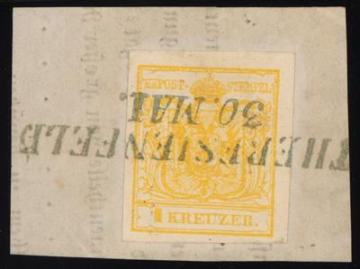 Briefstück - Österr. Ausg. 1850 - "THERESIENFELD/30. MAI." - Známky a pohlednice