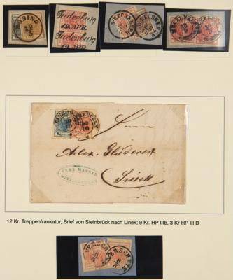 Briefstück/Poststück - Österr. Ausg. 1850 - kl. Partie Treppenfrankaturen in unterschiedl. Schnitterh., - Francobolli e cartoline