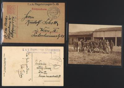 Poststück - Österr. Feldpost WK I - Interess. Partie Luftwaffe mit Dokumaterial, - Stamps and postcards