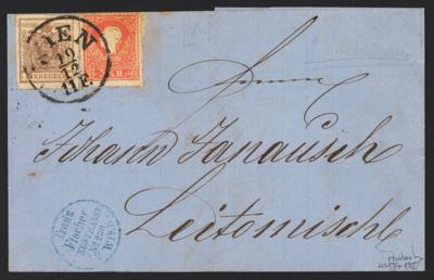 Poststück Österr. -   MISCHFRANKATUR Ausg. 1850/54 + 1858, - Francobolli e cartoline