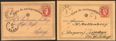 Poststück - Österr. Post in  d. Levante saubere Entwertungen auf Ausg. 1867 u. 1883, - Stamps and postcards