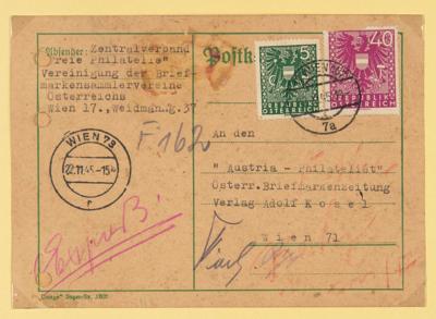 Poststück - Österreich - 4 rare Wappenbelege mit Rohrpoststempeln, - Stamps and postcards