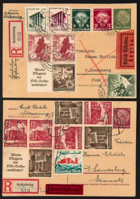 Poststück - "Ostmark" - Interess. Partie Poststücke aus 1938/1941 ab SCHLADMING, - Stamps and postcards