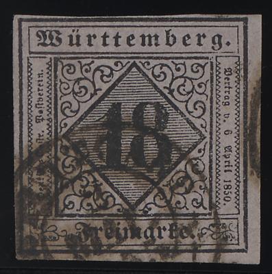 .gestempelt - altd. Staaten - Württemberg - Nr. 5 Type II mit Entwertung von Stuttgart vom 2. Mai 1855, - Briefmarken