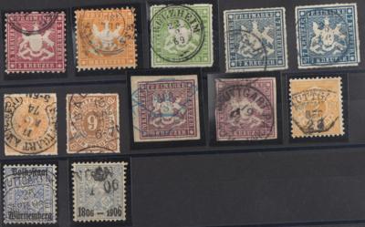 .gestempelt/Briefstück - altd. Staaten - Sammlung Württemberg u.a. Nr. 2b Type V mit Fotoattest Irtenkauf, - Stamps