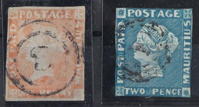 .gestempelt - Mauritius Nr. 3 IVy und 4IIIbx (dünne Stelle bzw. Schnittmgl.), - Stamps
