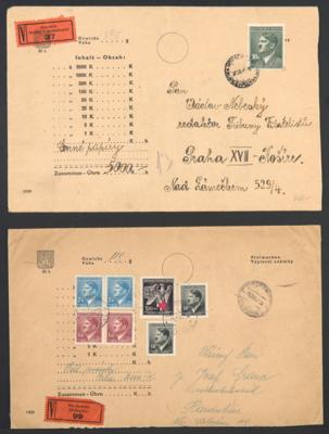 Poststück - Böhmen u. Mähren 6 Wertbriefe 1942/45 aus Biechewitz, - Stamps