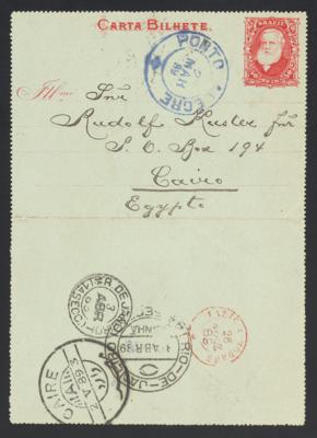 Poststück - Partie Ganzsachen Brasilien div. Ausg. Dom Pedro II meist gelaufen mit interess. Destinationen wie Japan, - Stamps