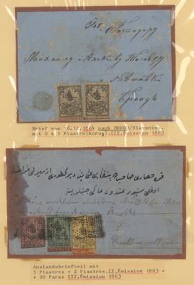 Poststück - Türkei 1863 - erst Ausg. auf div. Brfn. u. Briefstücken, - Briefmarken