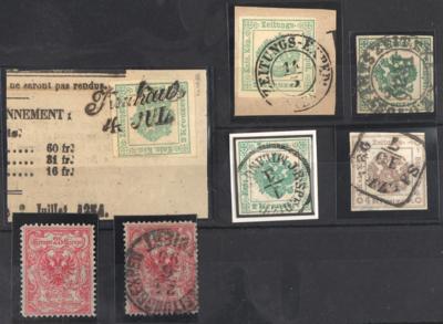 */gestempelt/Briefstück - Österr. - Sammlung Zeitungsstempelmarken u.a. mit Nr. 4 mit Entwertung von Salzburg, - Známky