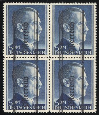 ** - Österr. 1945 - Nr. 696I (5RM Grazer fett) im VIERERBLOCK, - Briefmarken