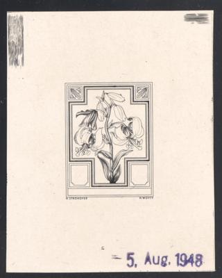 (*) - Österr. 1948 - Heimische Blumen - Phasendruck des NICHT VERAUSGABTEN Motivs "Türkenbund", - Briefmarken