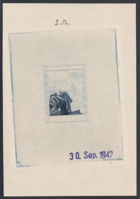 ** - Österr. Nr. 875 (1S + 50 Gr. WIEDERAUFBAU 1948) als PHASENDRUCK der 2. Phase in BLAU, - Briefmarken