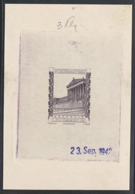 * - Österr. Nr. 876 (1,40S + 70 Gr. WIEDERAUFBAU 1948) als PHASENDRUCK der 3. Phase in DUNKELVIOLETT, - Briefmarken