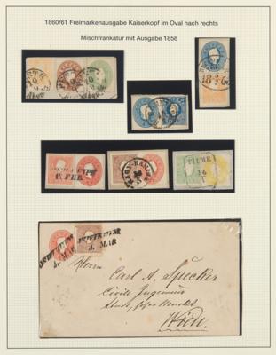 Briefstück/gestempelt - Österr. Monarchie - Kl. Partie Mischfrankaturen Ausg. 1860/61 mit Ausg. 1858, - Briefmarken