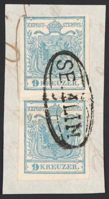 Briefstück - Österr. Nr. 5HI senkr. Paar mit Ovalstpl. SEMLIN Müller 96 P., - Stamps