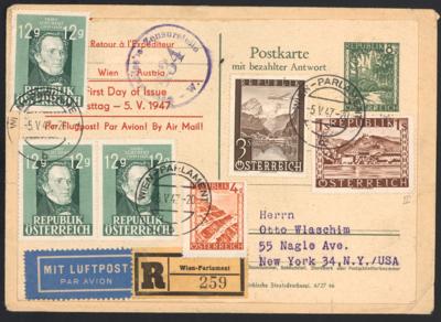 gestempelt - Österr. 1947 - Partie Poststücke der Flugpostausg. 1947 nach USA bzw. Canada, - Známky
