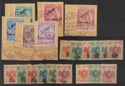 */gestempelt/(*)/Briefstück - Sammlung Albanien ca. 1913/1939 u.a. mit Nr. 210/16 *, - Francobolli
