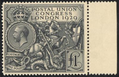 ** - Großbrit. Nr. 174 (1 Pfund schwarz) postfr. rechtes Randstück, - Briefmarken